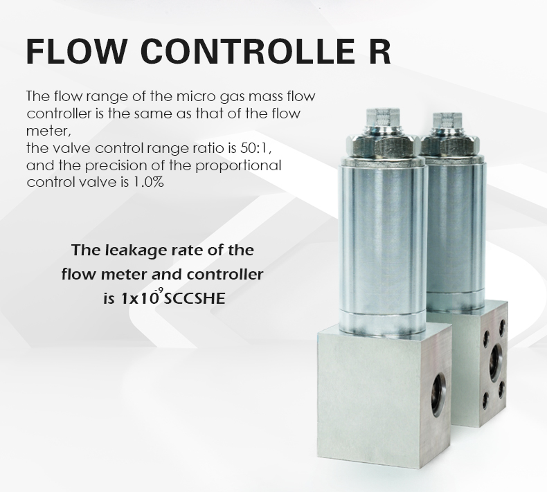 The flow range of the micro gas mass flow  controller is the same as that of the flow  meter,  the valve control range ratio is 50:1,  and the precision of the proportional  control valve is 1.0%