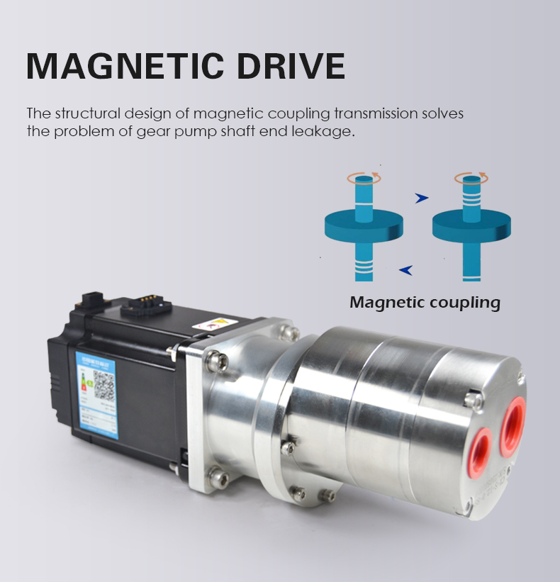 The structural design of magnetic coupling transmission solves  the problem of gear pump shaft end leakage.